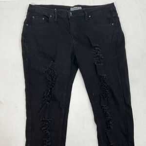 #1270 U.W.D Black Stretchy Casual Ripped Jeans | Size: 20